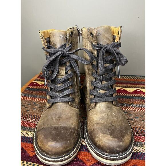 Keen Brown Leather Casual Bailey Lace Boot Womens size 6 cognac - Picture 2 of 9